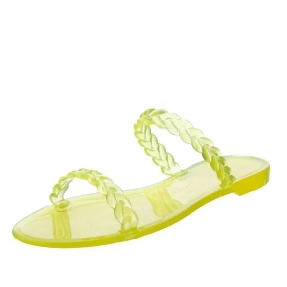 NWOT Stuart Weitzman Neon Electric Lime Braida Sawyer Jelly Sandals Size 9 - Picture 4 of 11